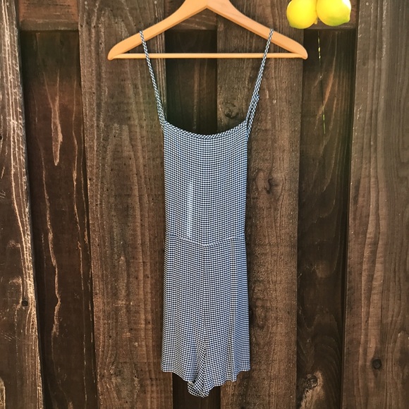 American Apparel Blue Plaid Romper Sz S - Picture 3 of 8